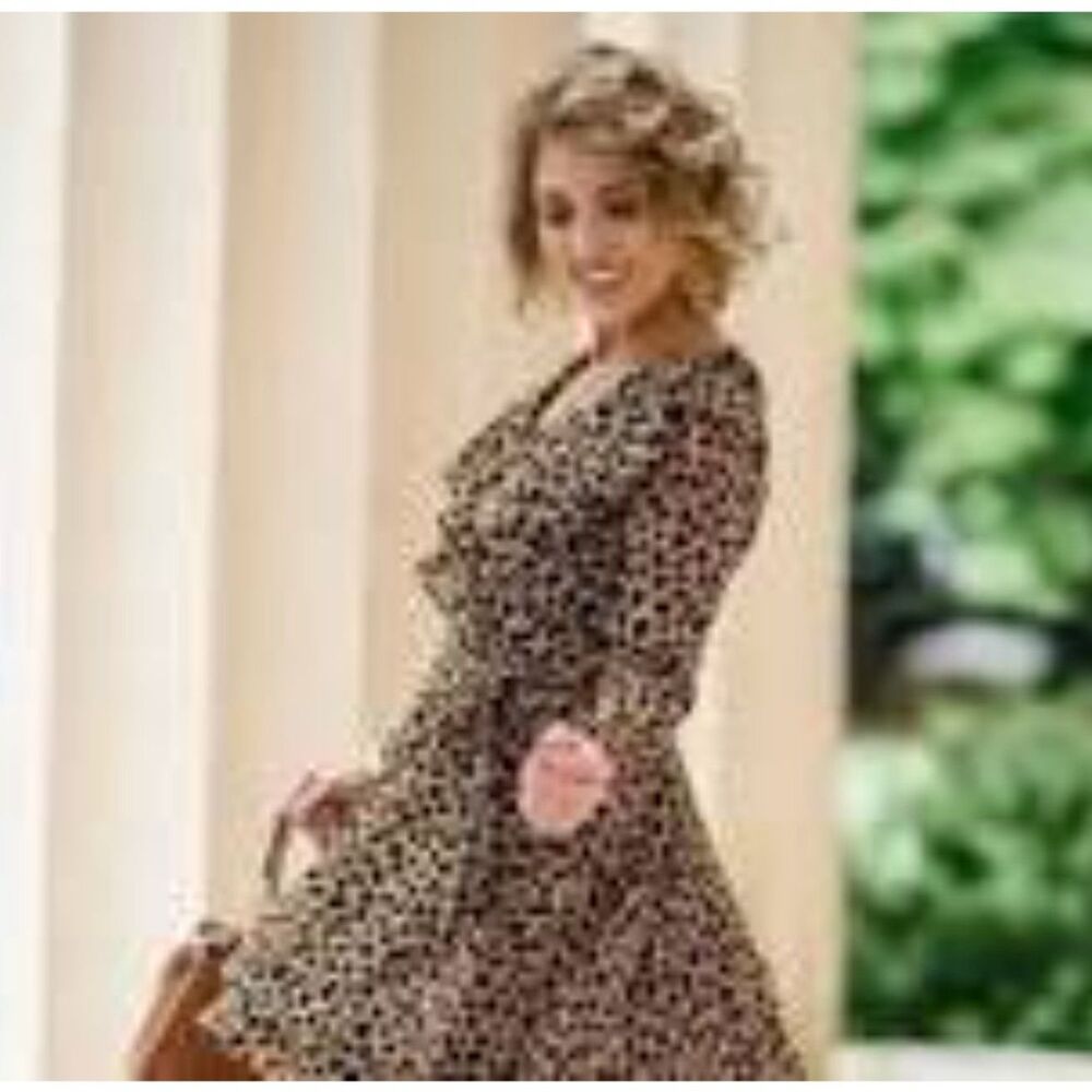 FREE PEOPLE FRENCHIE LEOPARD PRINT WRAP FLOWY MINI DRESS WOMEN'S SIZE SMALL